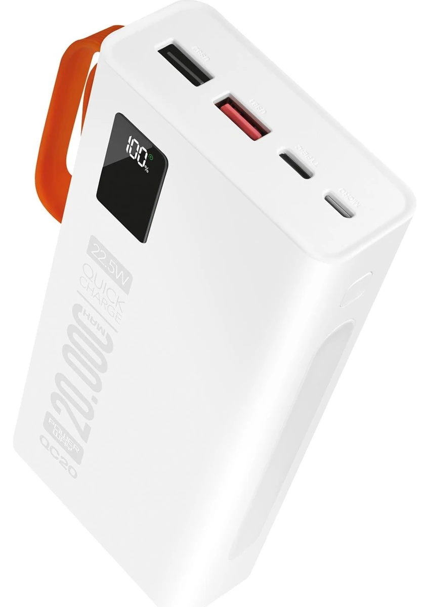 Powerway Pd 22.5W 20.000 Mah 3.0 Hızlı Şarj (Gerçek 20.000 Mah Garantili) QC20 Beyaz Powerbank